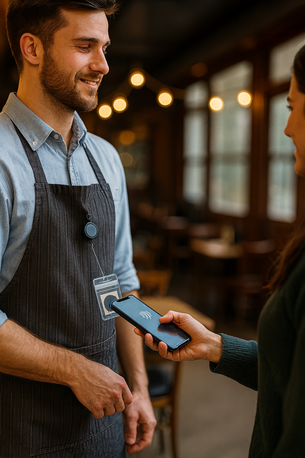 Tap-to-tip interaction with a GivSimple badge